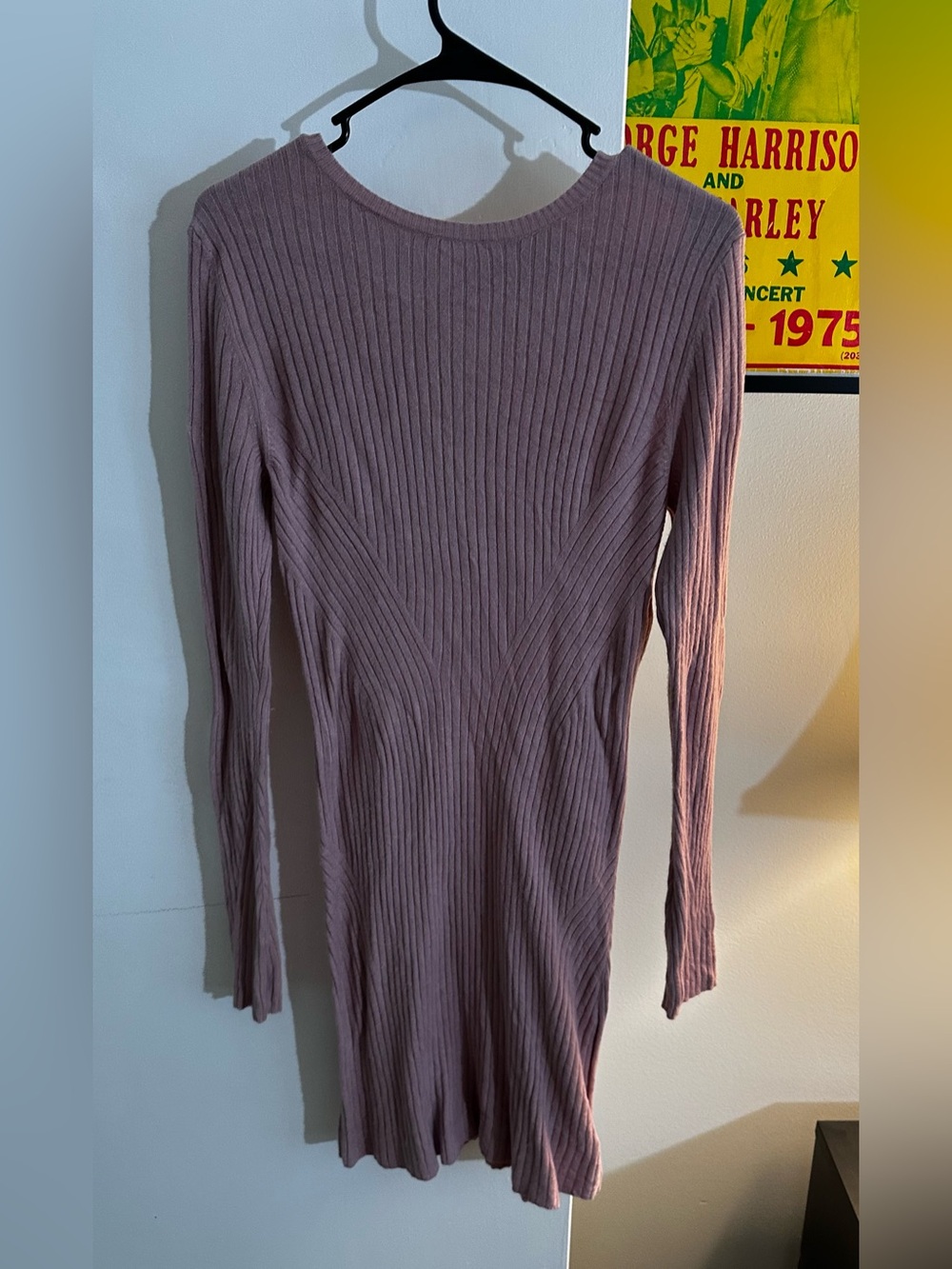 American Eagle Outfitters Ribbed Long-Sleeve Dress in Mauve